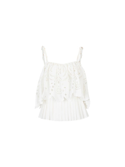 3D Hollow Embroidered Sleeveless T-shirt