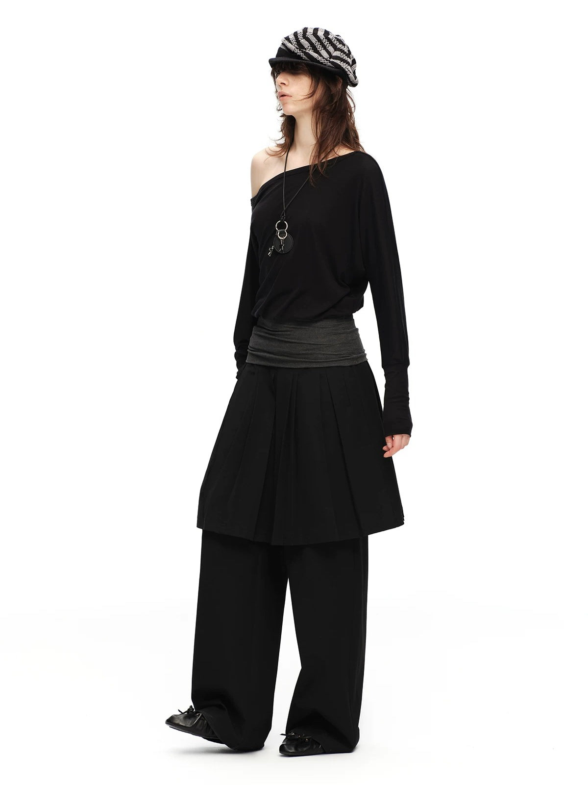Pleated Skirt Pants