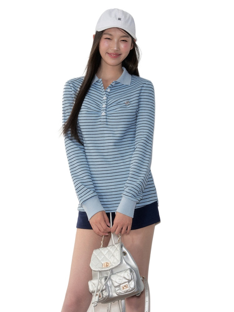 Striped Polo Long-Sleeve T-shirt