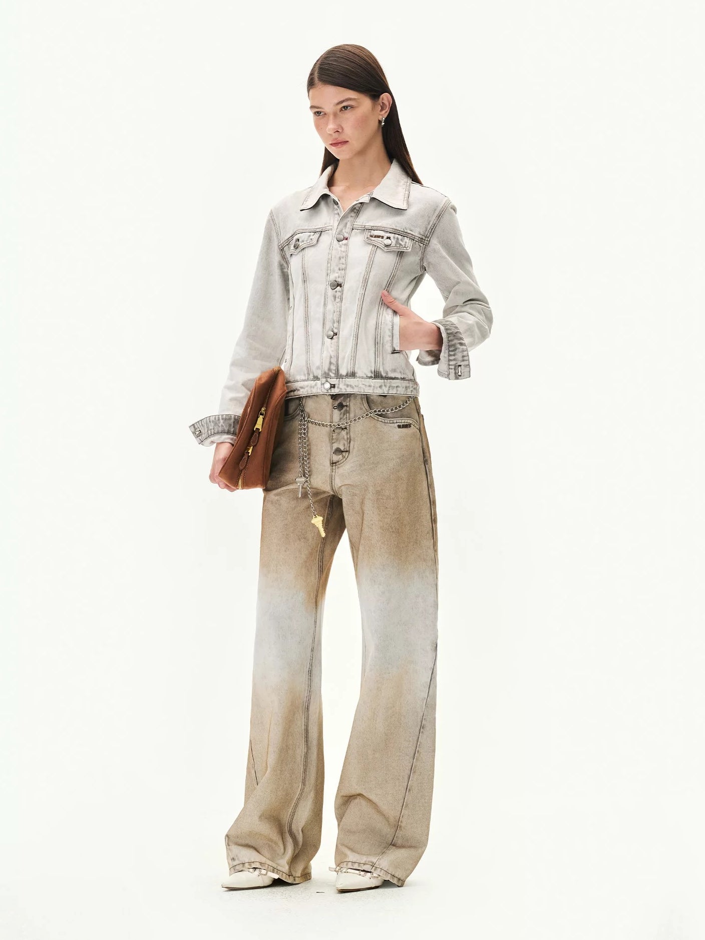 Washed Suede Detail Jeans