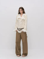 Fox Fur Trim Knit Coat