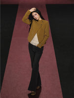 Asymmetric Diamond Quilted Faux Suede Jacket
