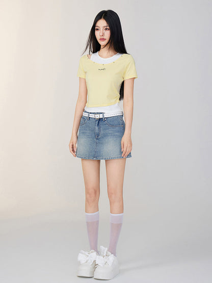 Faux Two-Piece Color-Blocked T-shirt
