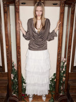 Lace Draped Neck Top