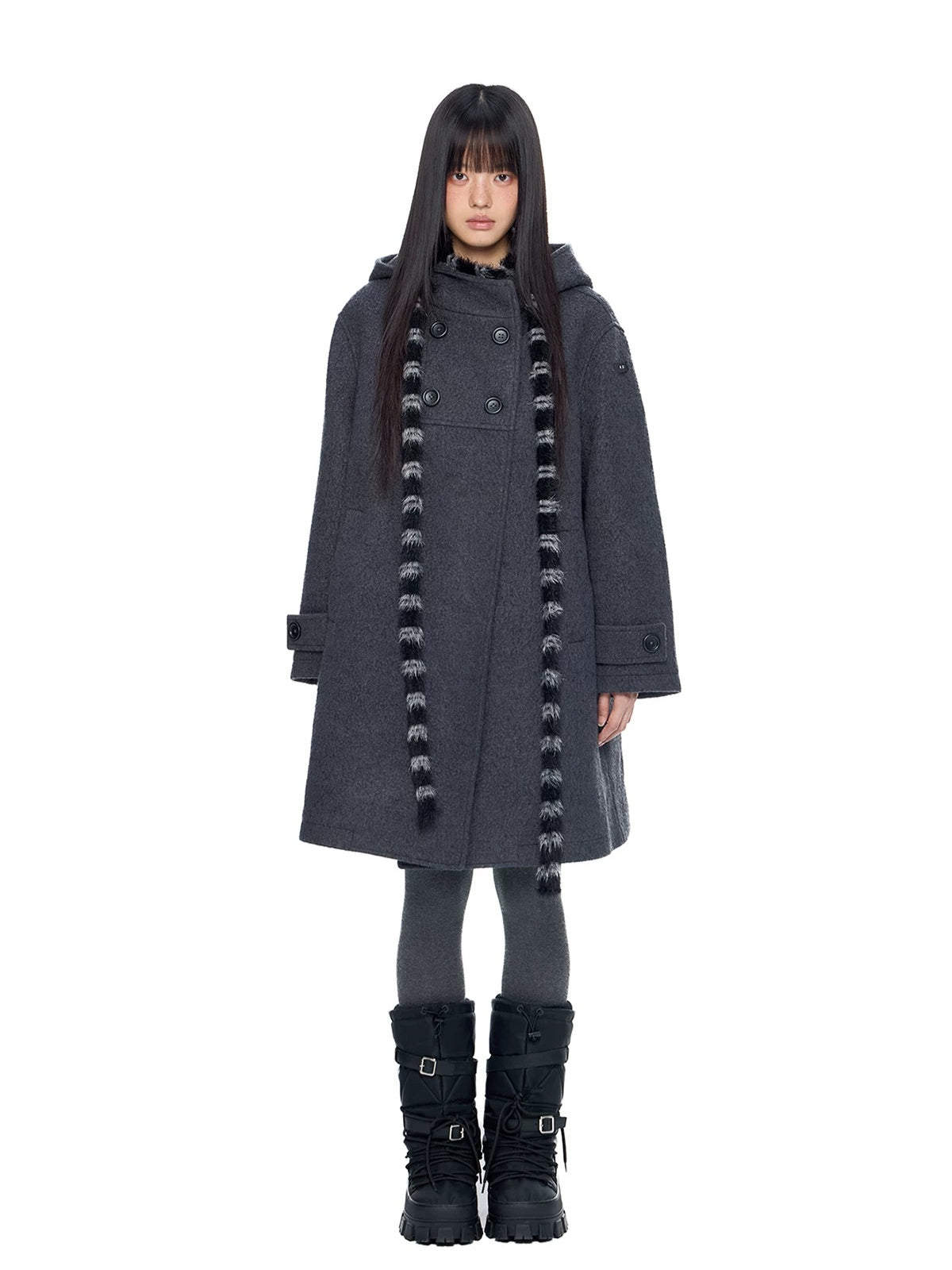 Hooded Vintage Wool Blend Coat