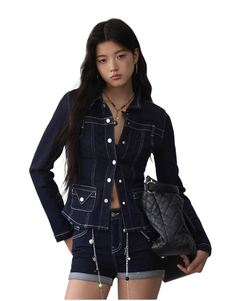 Original Color Denim Slim Fit Jacket