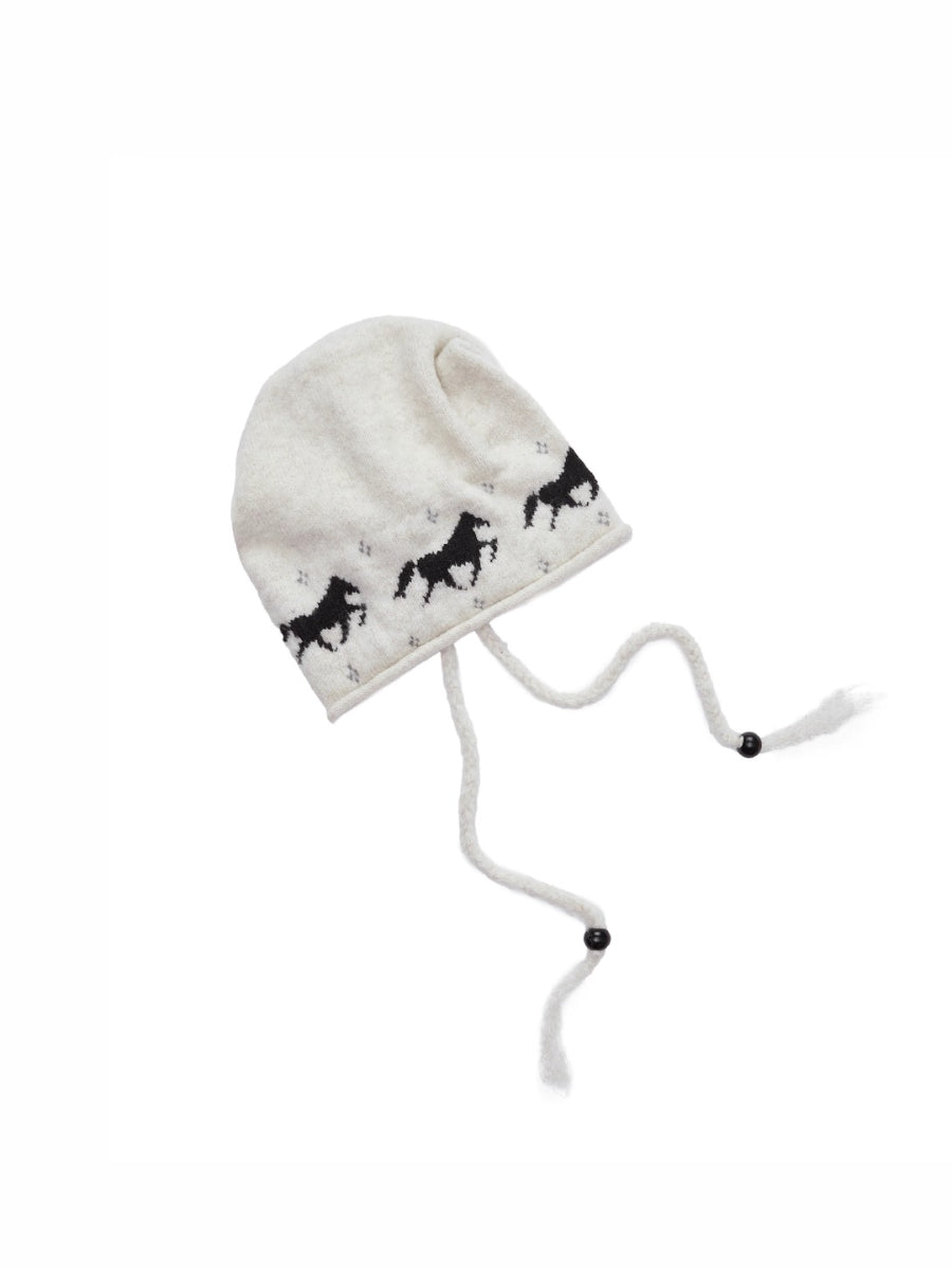 Fair Isle Pony Jacquard Knit Beanie