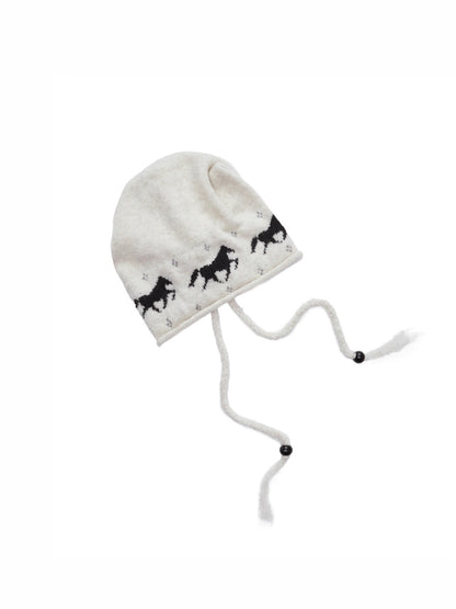 Fair Isle Pony Jacquard Knit Beanie