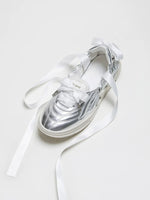 Silvery Ballet Bow Flats