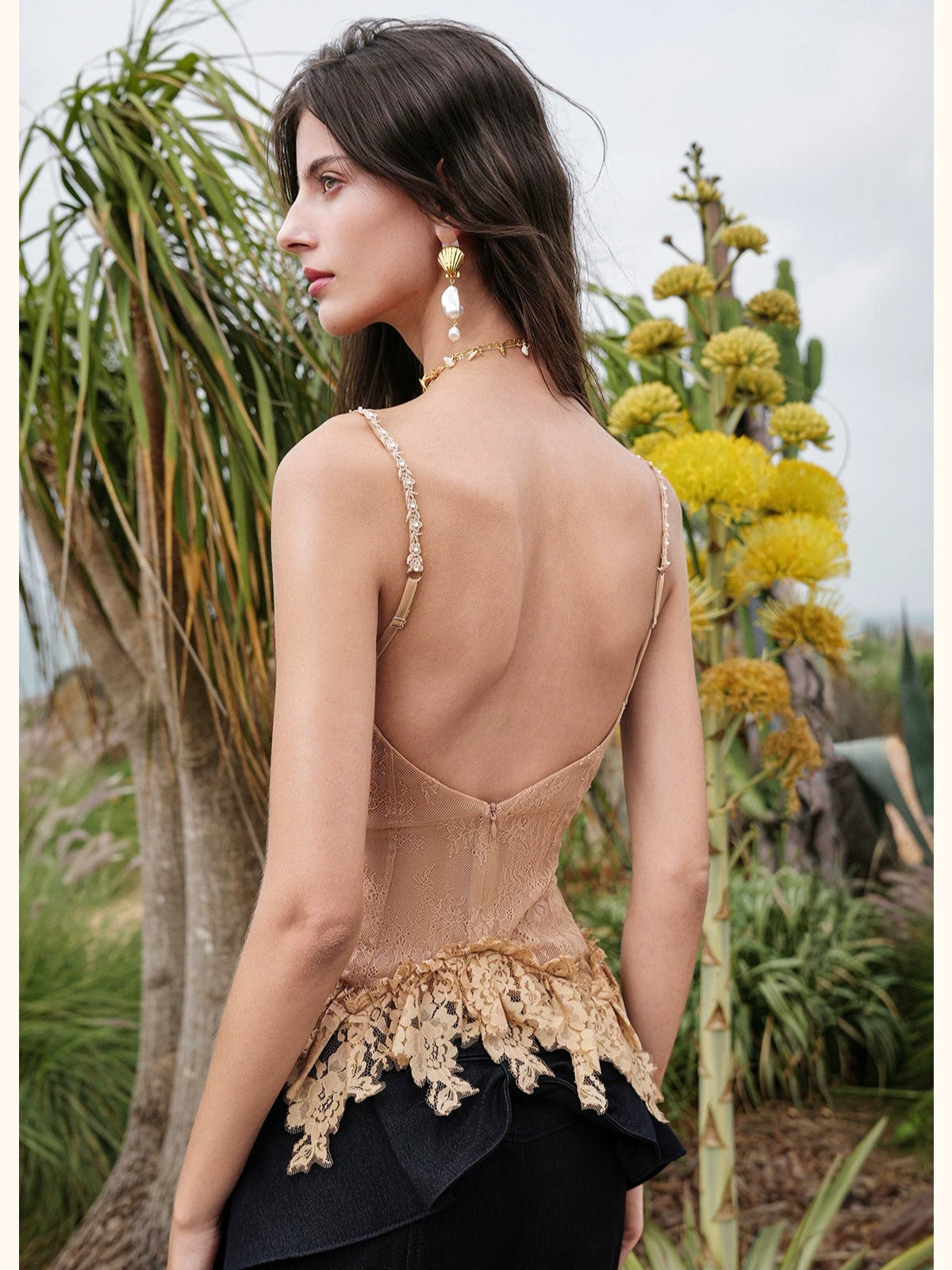 Sheer Lace V-Neck Cami Top