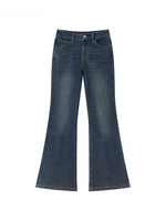 Embroidered Rhinestones Flared Jeans