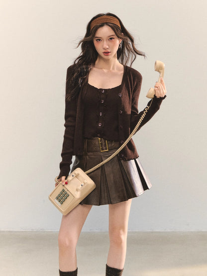 Lettuce-Edge Cardigan &amp; Camisole Set