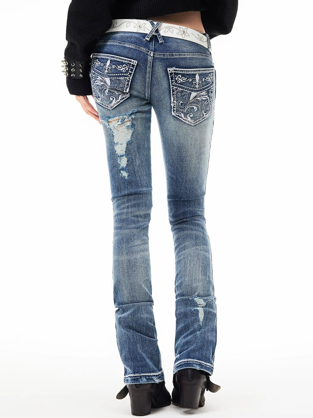 Low Rise Ripped Jeans