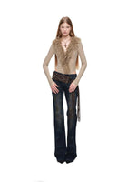 Vintage Studded Fringe Wide Waist Belt