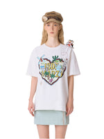 Map Illustration Crew Neck Short Sleeve T-shirt