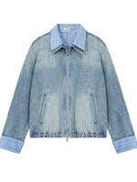 Academic Plaid Patchwork Denim Jacket