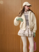 Cream White Peter Pan PU Jacket