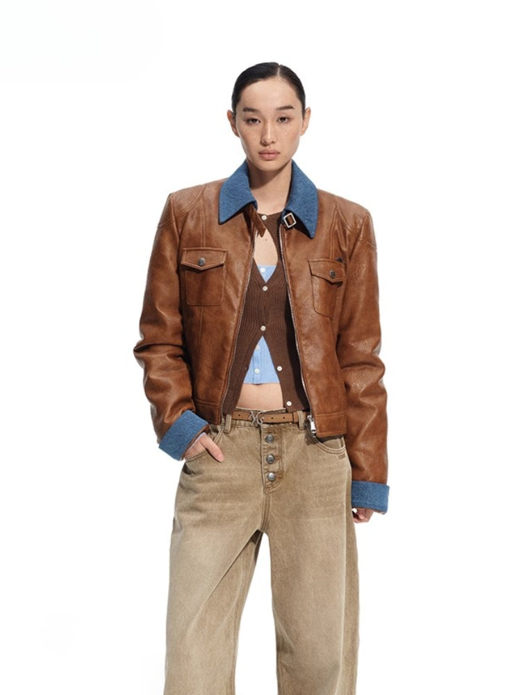 "Rose Series" Faux Shearling PU Leather Jacket