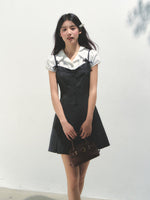 Academy Style Fake Two-piece Pleated Dress