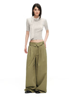 Crossover Wide-Leg Pants