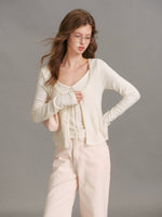 Velvet Tie Front Knit Layered Set