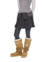 Vintage Pleated Wool Mini Skirt