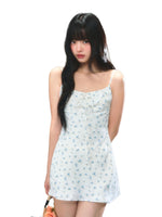 Floral Lace-Up Mini Dress