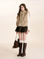 Faux Fur Stand Collar Vest