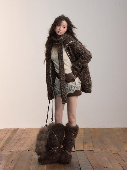 Heavywork Lapel Toggle Knit Cardigan