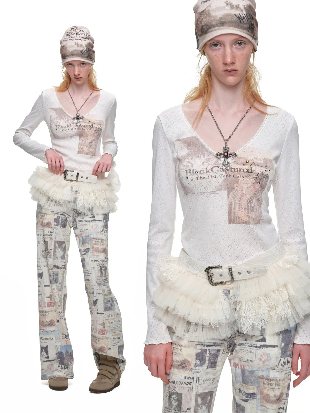 Lace Layered Tulle Mini Skirt