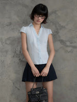 Lace Stripe Crop Blouse