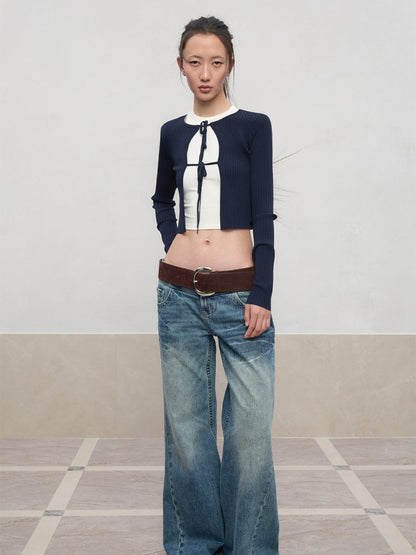 Spun Long-Sleeve Knit Cardigan