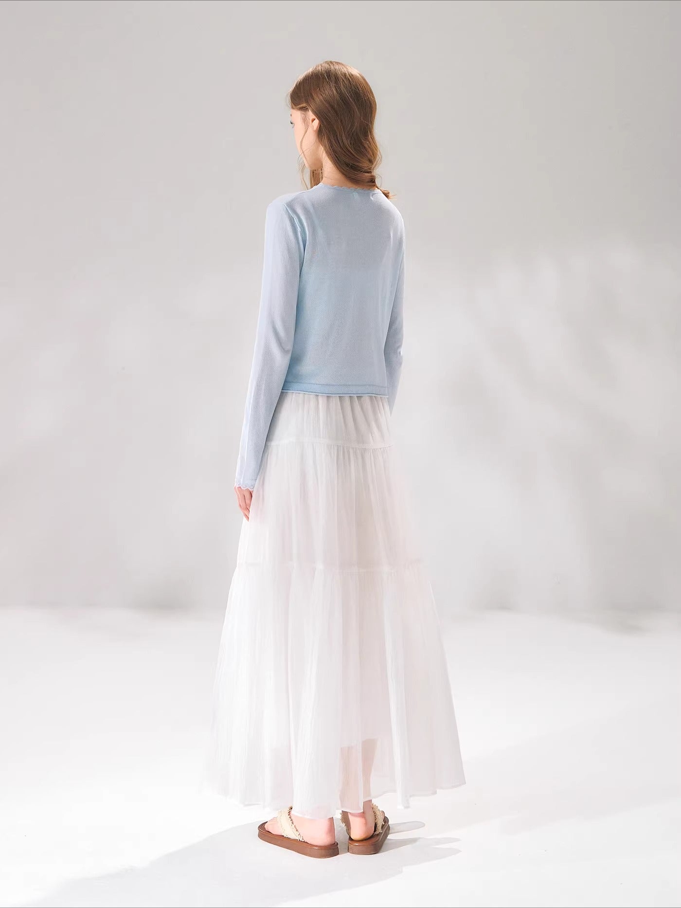 Lace Trim Tie Cardigan