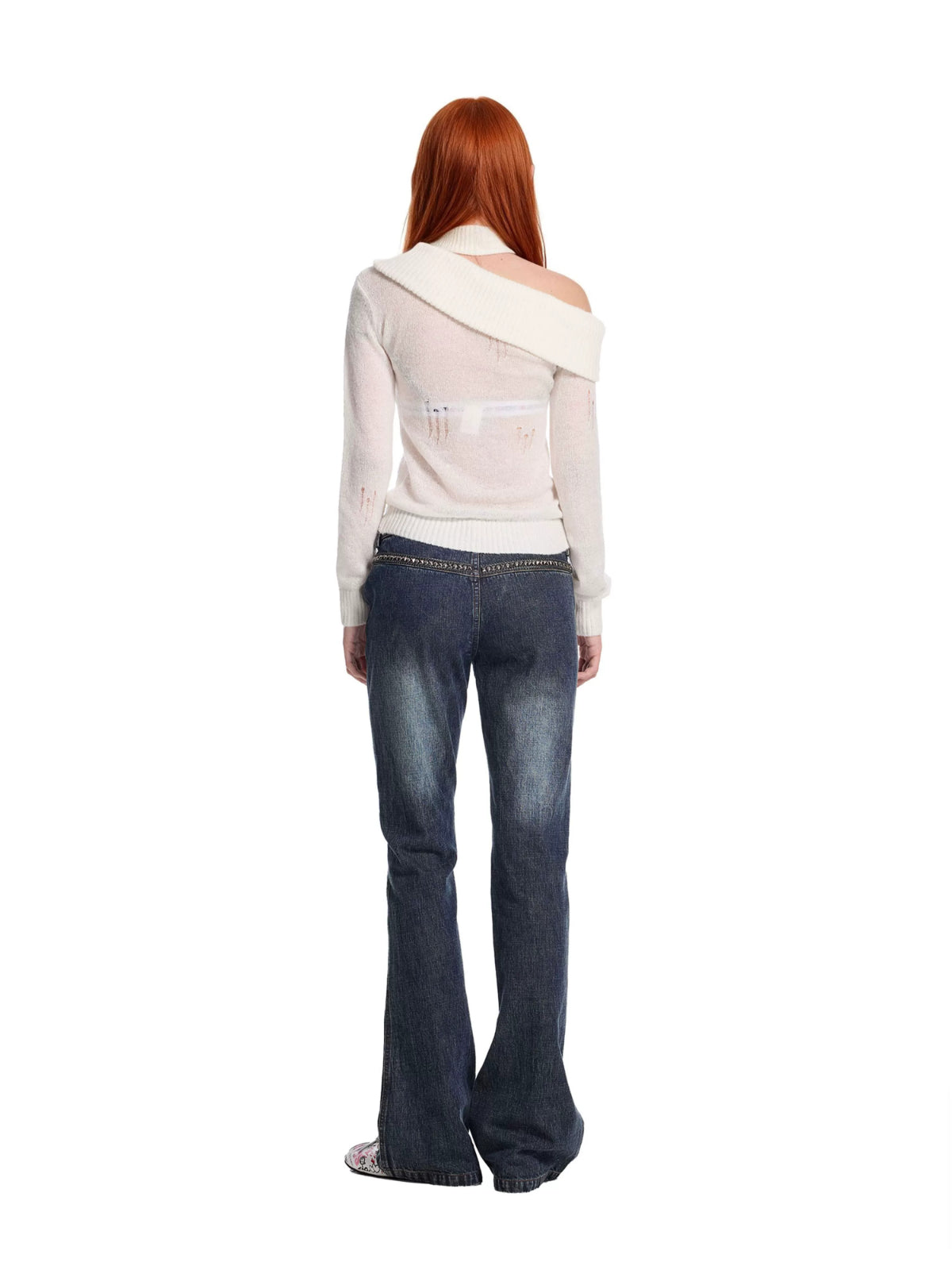 Chain Rivet Flared Denim Jeans