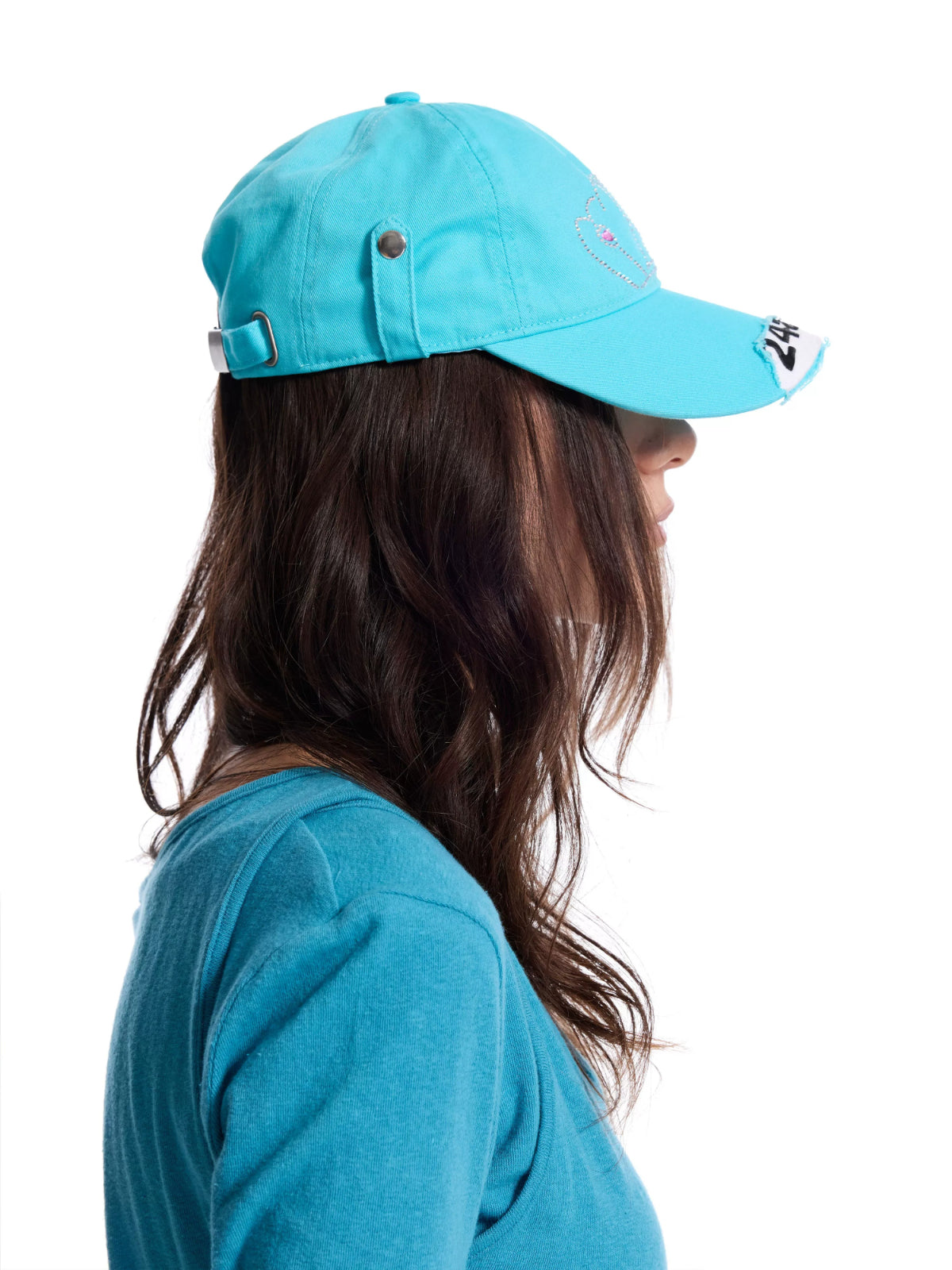 Distressed Studded Crown Baseball Cap
