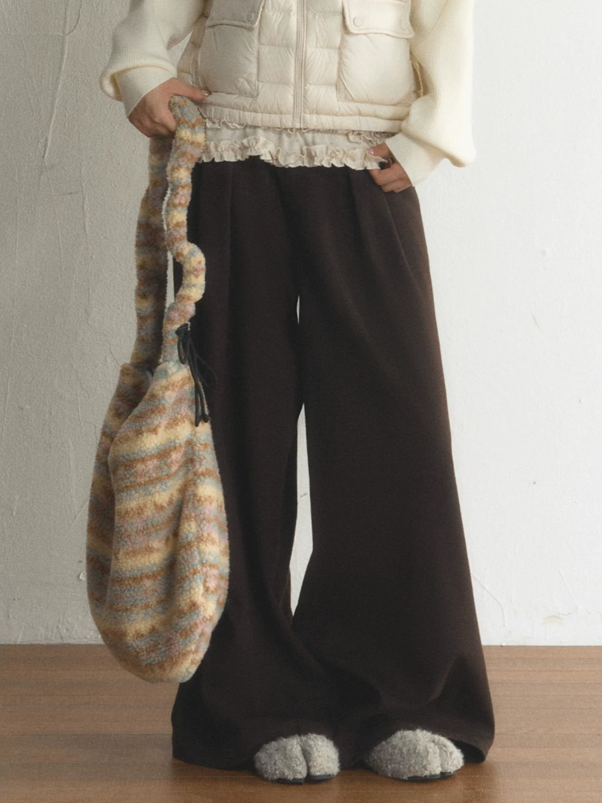 Vintage Belted Pleated Wide-Leg Pants