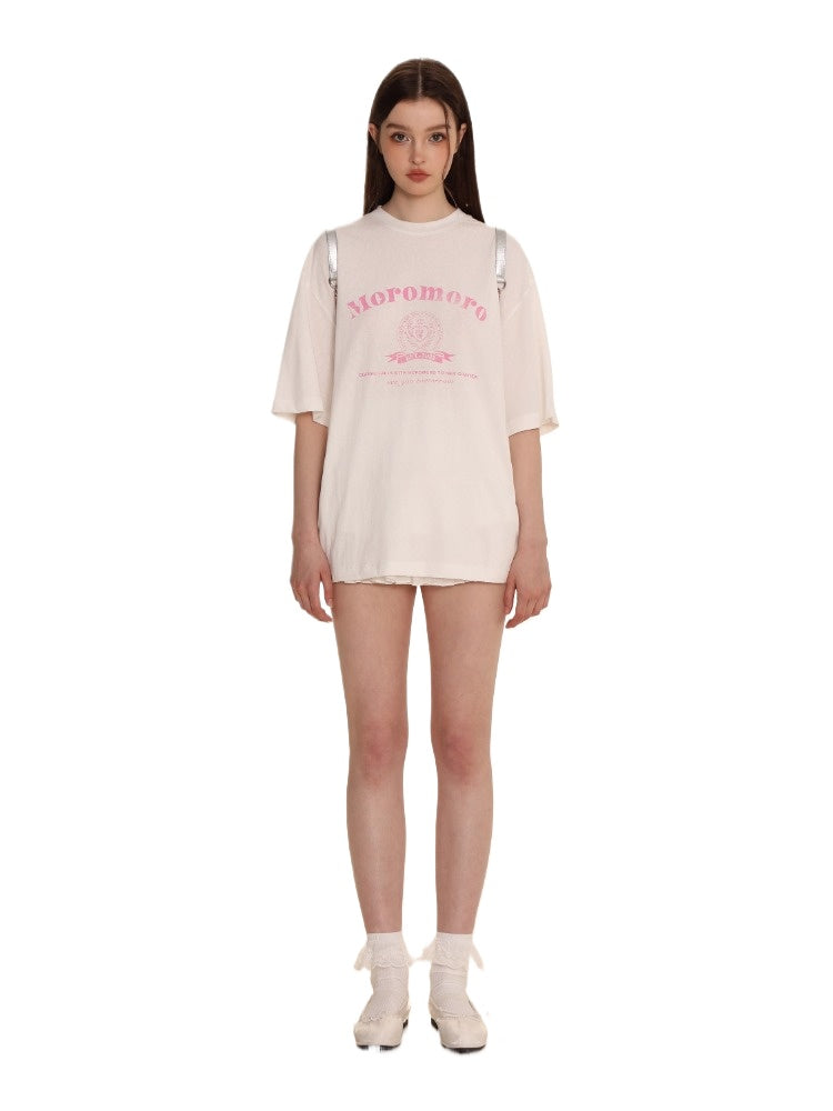 Sun Protection Linen Heart Print Loose Fit Short Sleeve