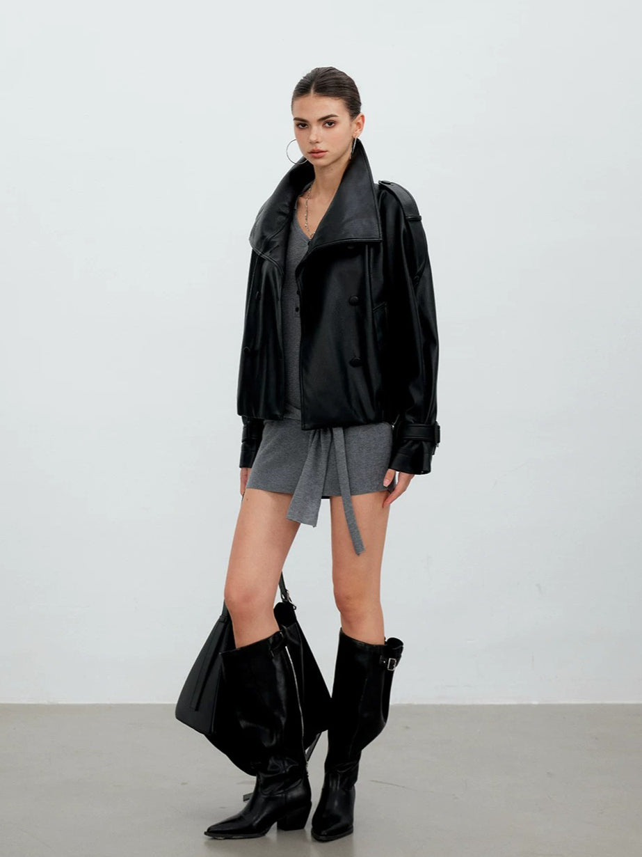 Shawl-Lapel Double-Breasted Jacket