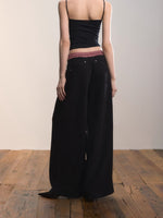 Contrast Waistband Pocket Casual Pants