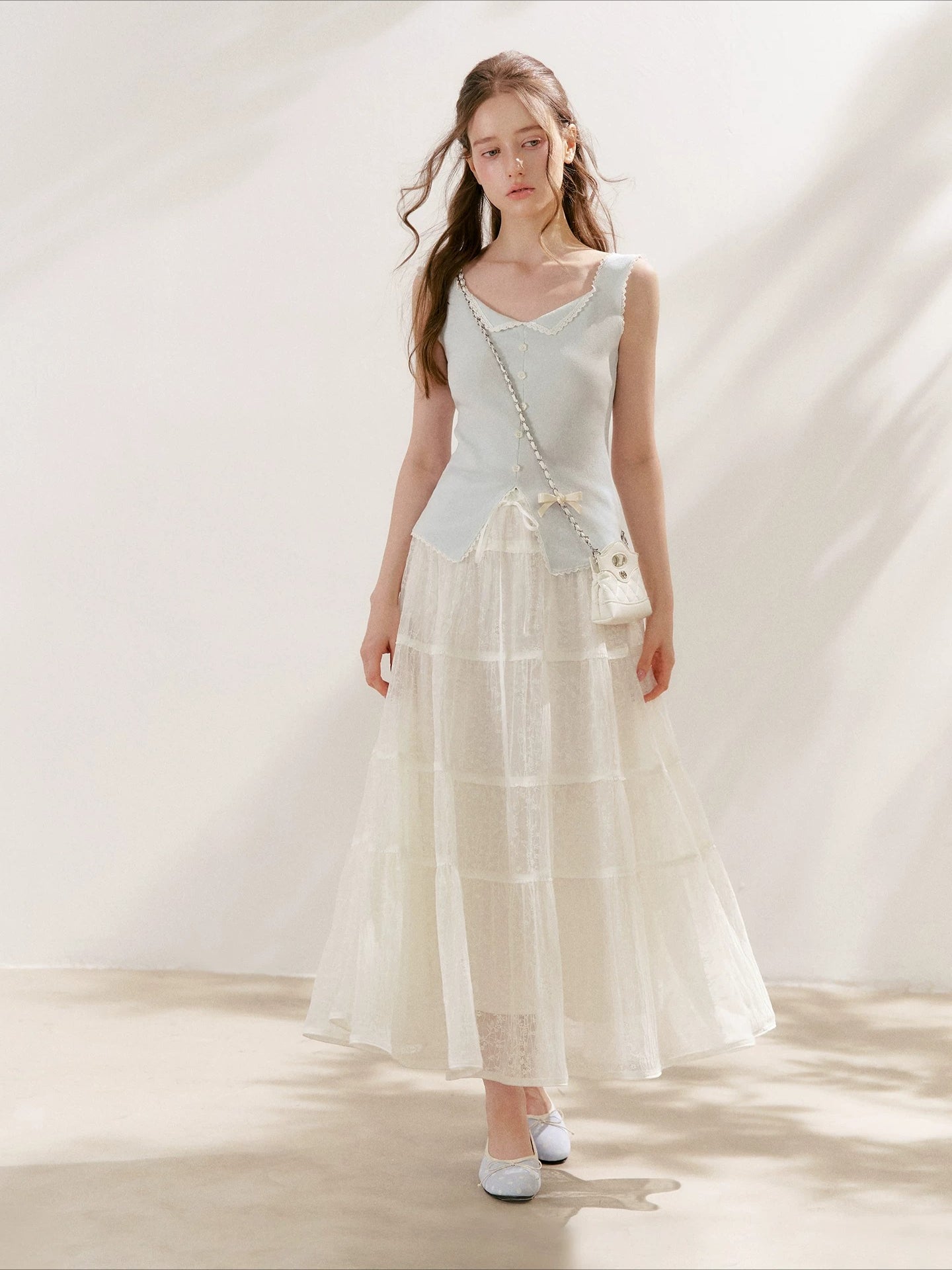 Lace Tiered A-Line Skirt