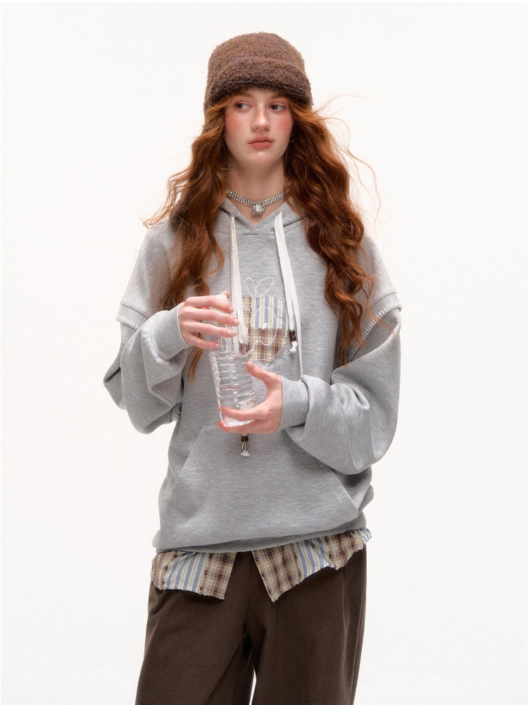 Apple Patch Two-Piece Layered Hoodie