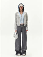 Contrast Double-Placket Hoodie