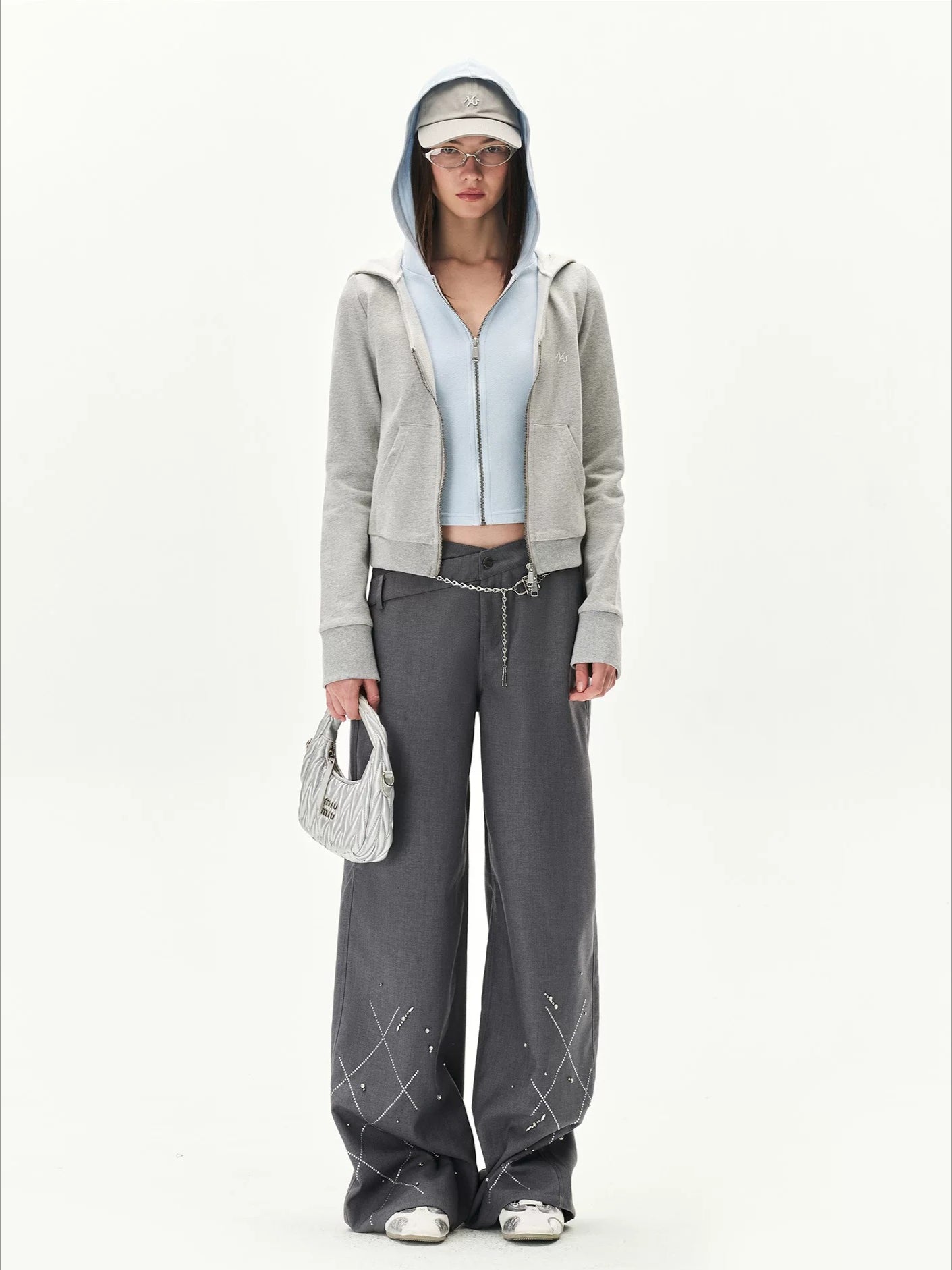 Contrast Double-Placket Hoodie