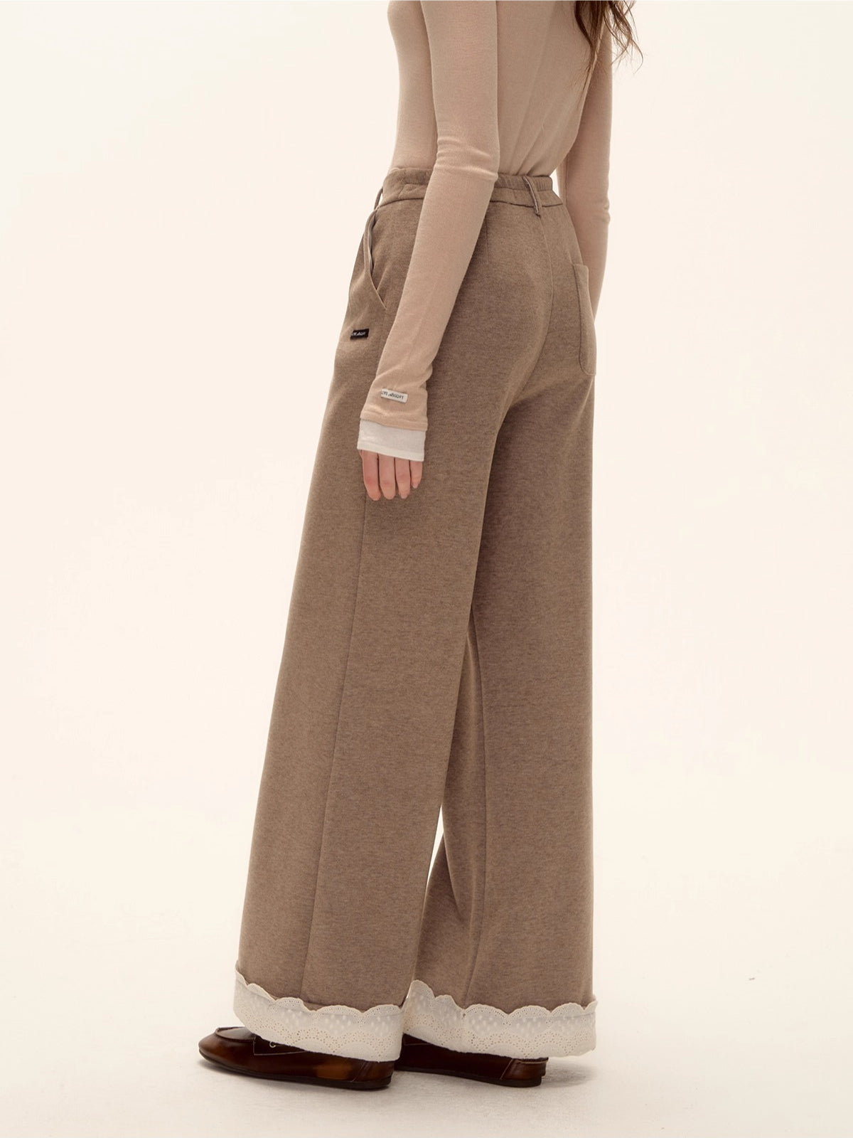 Wool Embroidered Trim Pants