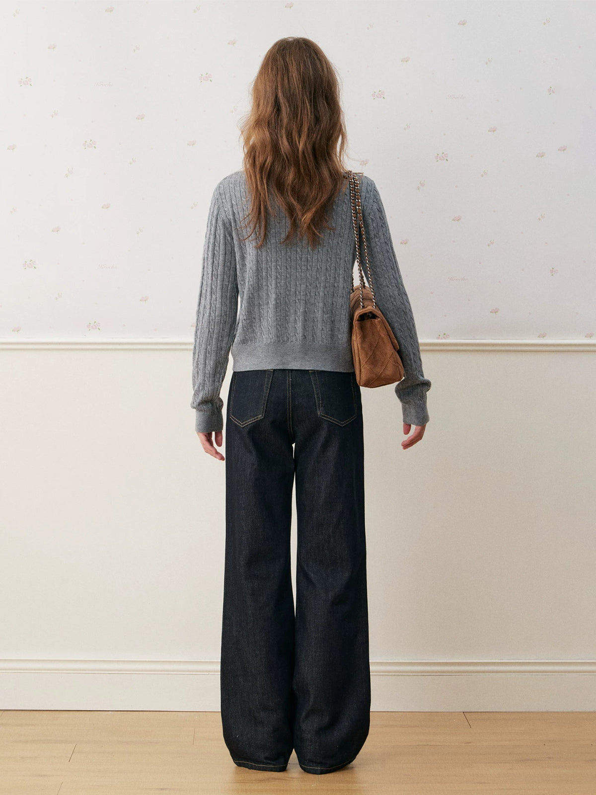 Wool Blend Cable Knit Cardigan