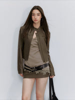 Asymmetric Ruched Lace-Paneled Camisole
