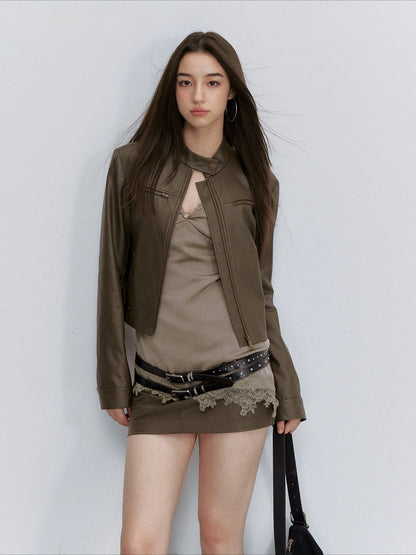 Asymmetric Ruched Lace-Paneled Camisole