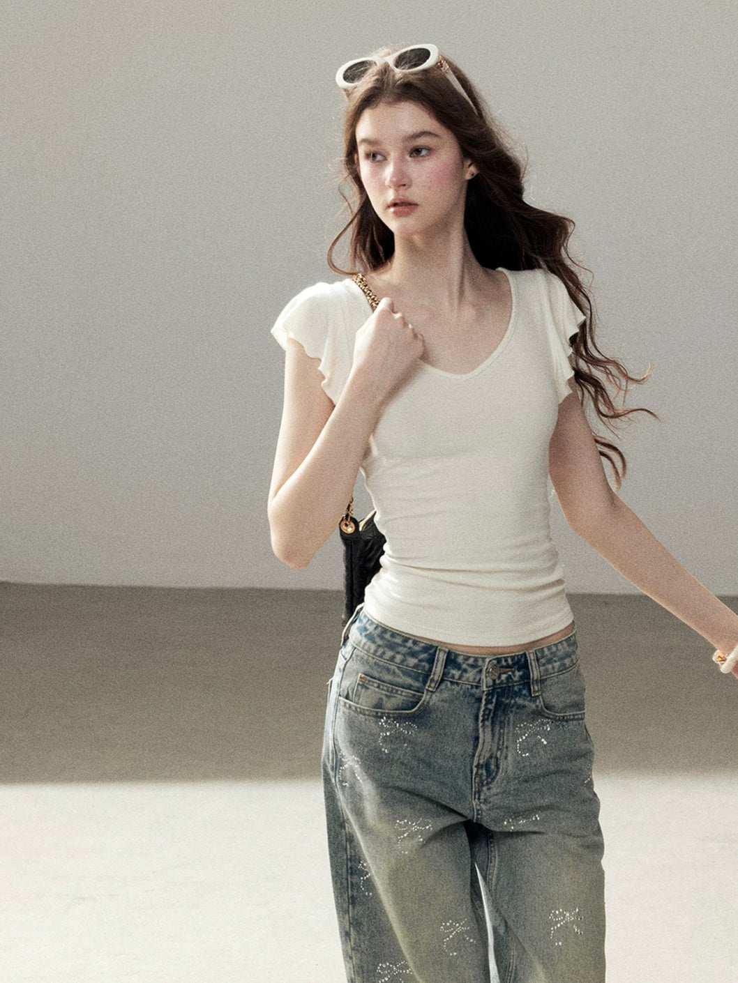 Flutter Sleeve Crop Top