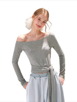 Crystal One Shoulder Tie Top