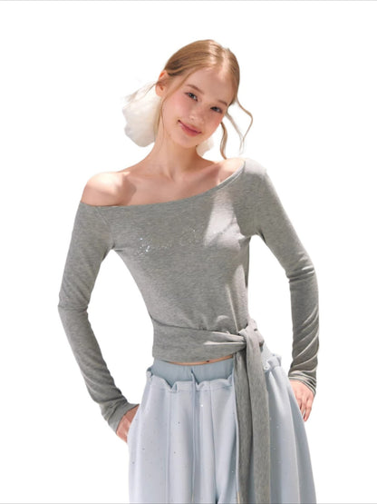 Crystal One Shoulder Tie Top